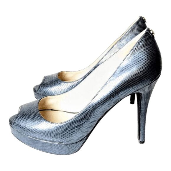 MICHAEL KORS York Leather-Embossed Peep Toe Pump Size 7M - Picture 2 of 7